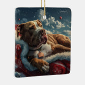 Pitbull Dog Kerstfeest Keramisch Ornament (Rechts)