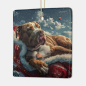 Pitbull Dog Kerstfeest Keramisch Ornament (Links)