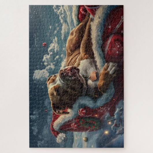 Pitbull Dog Kerstfeest Legpuzzel (Verticaal)