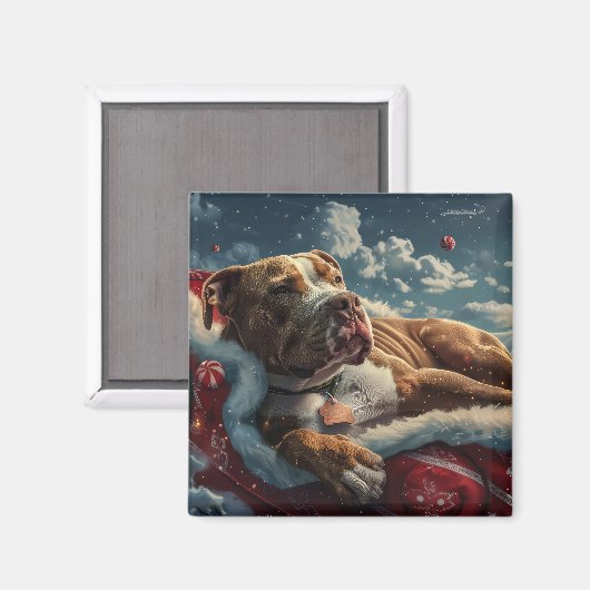 Pitbull Dog Kerstfeest Magneet (Voorkant / Achterkant)