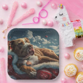 Pitbull Dog Kerstfeest Papieren Bordje (Feest)