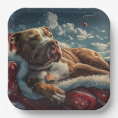 Pitbull Dog Kerstfeest Papieren Bordje (Voorkant)