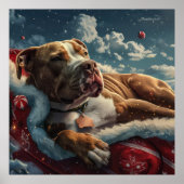 Pitbull Dog Kerstfeest Poster (Voorkant)