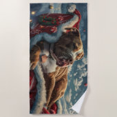 Pitbull Dog Kerstfeest Strandlaken (Voorkant)