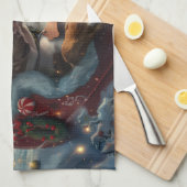 Pitbull Dog Kerstfeest Theedoek (Quarter Fold)