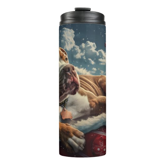 Pitbull Dog Kerstfeest Thermosbeker (Voorkant)