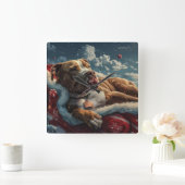 Pitbull Dog Kerstfeest Vierkante Klok (Huis)