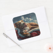 Pitbull Dog Kerstfeest Vierkante Sticker (Envelop)