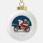 Pitbull Dog-kerstkerstman Keramische Bal Ornament (Voorkant)