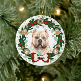 Pitbull Dog Kerstmis Cute Dog Cookie Wreate Keramisch Ornament