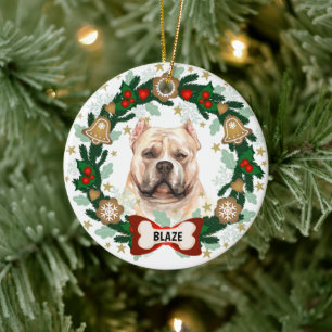 Pitbull Dog Kerstmis Cute Dog Cookie Wreate Keramisch Ornament