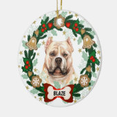 Pitbull Dog Kerstmis Cute Dog Cookie Wreate Keramisch Ornament (Links)
