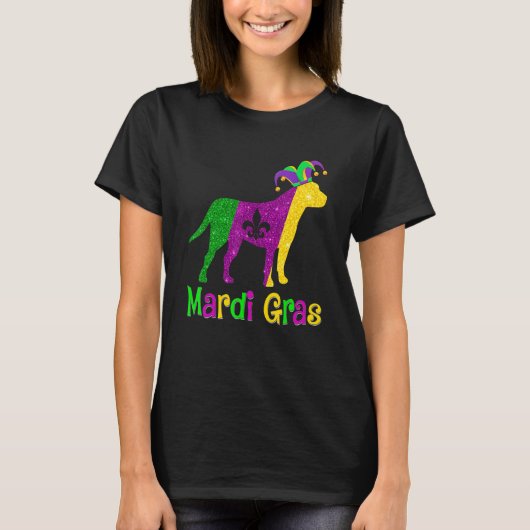 Pitbull Dog Lover Mardi Gras Carnival Jester T-shirt (Voorkant)