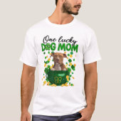 Pitbull Dog Mam Irish Green Shamrock St Patrick's T-shirt (Voorkant)