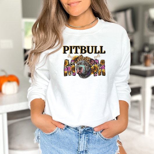 Pitbull Dog Mama Leopard print zonnebloemen Trui