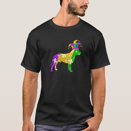 Pitbull Dog Mardi Gras Carnivals Funny Puppy Lover T-shirt (Voorkant)