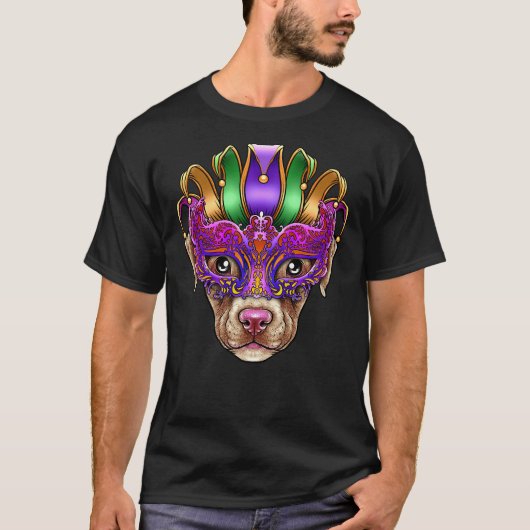Pitbull Dog Mardi Gras Masker Jester Pet Pit Bull  T-shirt (Voorkant)