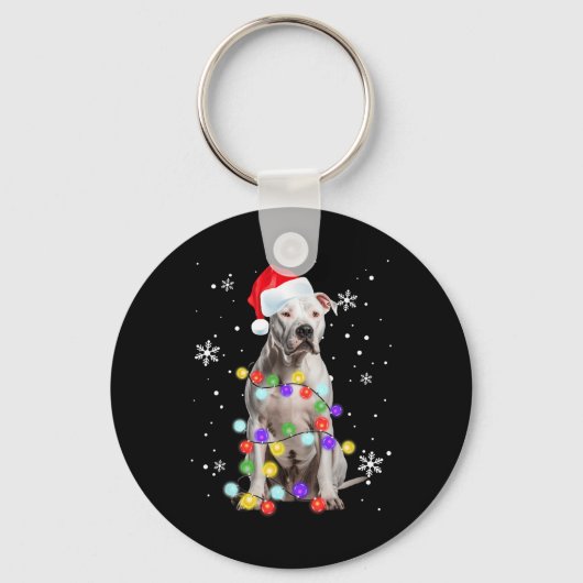 Pitbull Dog Merry Dogmas Santa Pitbull Christmas T Sleutelhanger (Voorkant)