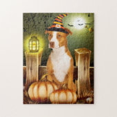 Pitbull Dog met Witch Pet Legpuzzel (Verticaal)
