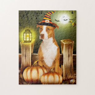 Pitbull Dog met Witch Pet Legpuzzel