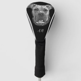 Pitbull dog monogramed golf head cover