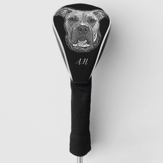 Pitbull dog monogramed golf head cover (Voorkant)
