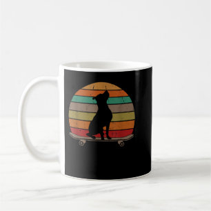 Pitbull Dog op Skateboard Retro Funny Skat Koffiemok