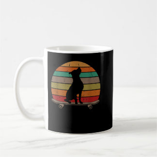 Pitbull Dog op Skateboard  Retro Funny Skat Koffiemok