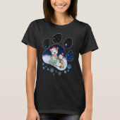 Pitbull Dog Paw kerstmis snowman T-shirt (Voorkant)