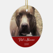 Pitbull Dog Pet Foto Monogram Rood kerstnaam Keramisch Ornament (Rechts)