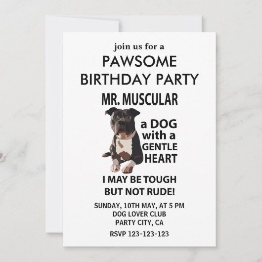Pitbull Dog Pet Verjaardagsfeest Kaart (Voorkant)
