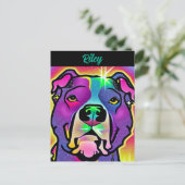 Pitbull Dog Pop Art gepersonaliseerd Briefkaart (Staand voorkant)