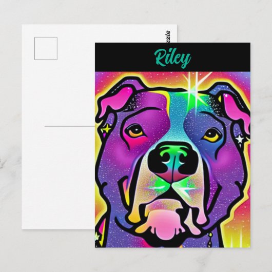 Pitbull Dog Pop Art gepersonaliseerd Briefkaart (Voorkant / Achterkant)