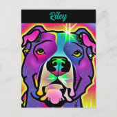 Pitbull Dog Pop Art gepersonaliseerd Briefkaart (Voorkant)