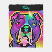 Pitbull Dog Pop Art gepersonaliseerd Fleece Deken (Voorkant)