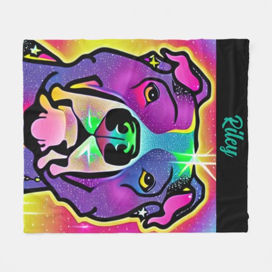 Pitbull Dog Pop Art gepersonaliseerd Fleece Deken (Voorkant (Horizontaal))