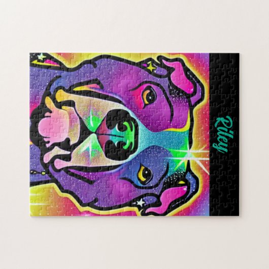 Pitbull Dog Pop Art gepersonaliseerd Legpuzzel (Horizontaal)