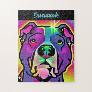 Pitbull Dog Pop Art gepersonaliseerd Legpuzzel