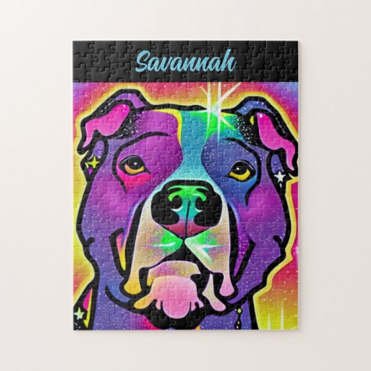 Pitbull Dog Pop Art gepersonaliseerd Legpuzzel (Verticaal)