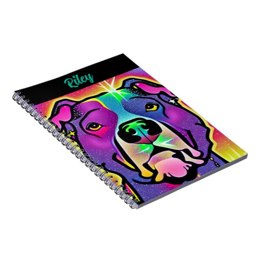 Pitbull Dog Pop Art gepersonaliseerd Notitieboek (Rechterzijde)