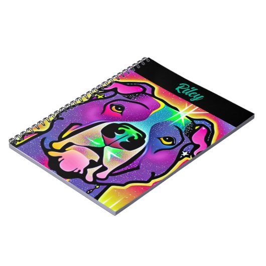 Pitbull Dog Pop Art gepersonaliseerd Notitieboek (Linkerzijde)