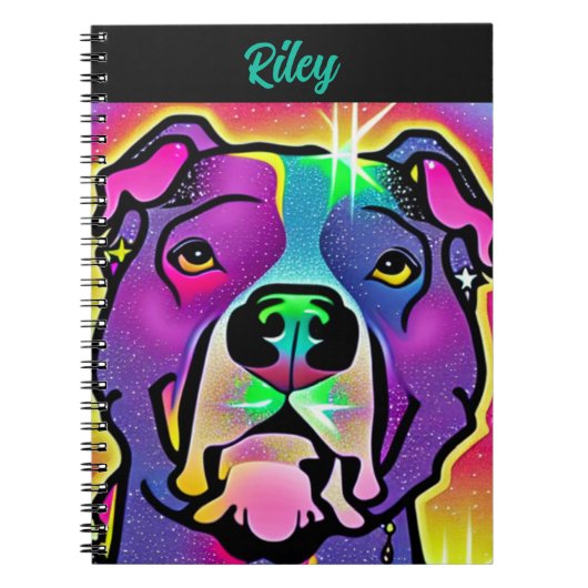 Pitbull Dog Pop Art gepersonaliseerd Notitieboek (Voorkant)