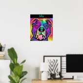 Pitbull Dog Pop Art gepersonaliseerd Poster (Thuiskantoor)