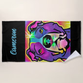 Pitbull Dog Pop Art gepersonaliseerd Strandlaken (Voorkant)