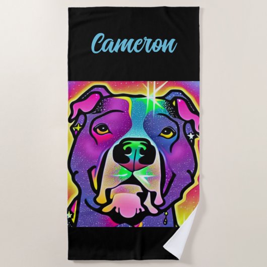 Pitbull Dog Pop Art gepersonaliseerd Strandlaken (Voorkant)