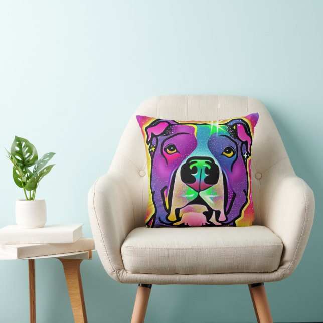 Pitbull Dog Pop Art Kussen (Stoel)