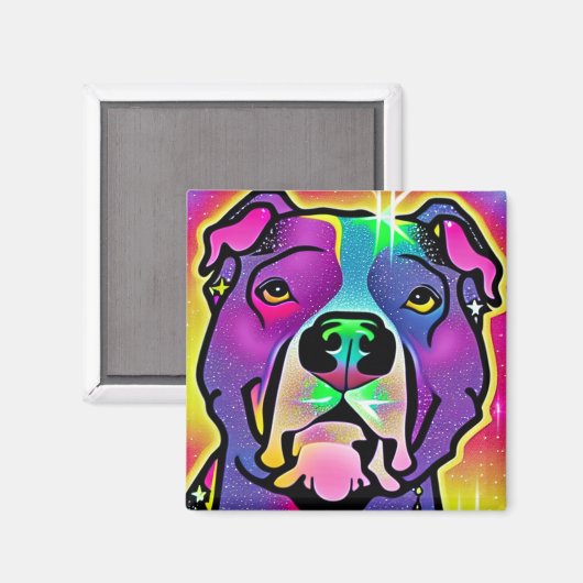 Pitbull Dog Pop Art Magneet (Voorkant / Achterkant)