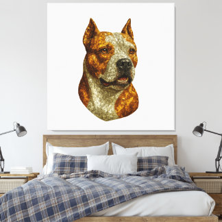 Pitbull Dog Portrait Canvas Afdruk