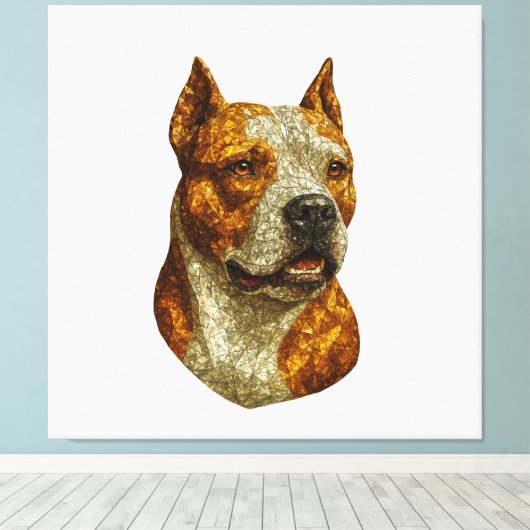 Pitbull Dog Portrait Canvas Afdruk (Insitu (Houten vloer))