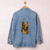 Pitbull Dog Portrait Denim Jacket (Hangar)
